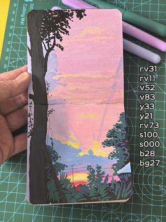 今日分享马克笔画天空,朋友们你们喜欢吗?#丙烯马克笔手绘 #创作者中心 #创作灵感 #画画 #九二中登爱画画