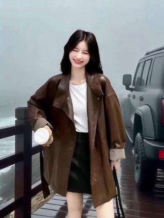2025春秋这款咖啡色皮衣,是自带高级感的爆款之选。PU皮材质挺括有光泽,咖色调复古耐看,宽松版型藏住身形不挑人,显瘦又不拖沓。   利落夹克轮廓自带酷飒气场,春秋单穿亮眼吸睛,早晚微凉时也能挡风。细节里藏着精致,拉链顺滑有质感,口袋设计实用,走线工整显品质。   配牛仔裤是率性街头风,搭长裙添酷甜碰撞,单穿时髦、叠穿也出彩,让春秋穿搭既有皮衣的利落,又不失咖色的高级韵味,成为衣橱里轻松hold住焦点的夹克上衣。#高级感穿搭 #优雅气质 #强烈推荐 #时尚穿搭时尚穿搭时尚 #外套穿搭