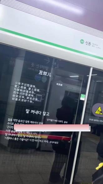 我都怕过两年辛弃疾都变韩国人了!他们小韩看得懂嘛! #韩国 #辛弃疾 #诗词 #地铁站 #热点