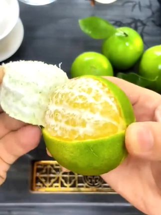 心心念念的冰糖橙来了!它的皮绿了吧唧吧唧的!吃起来是纯甜的!!!皮很薄!一口爆汁!老公喊再坉一点#妈呀太香了