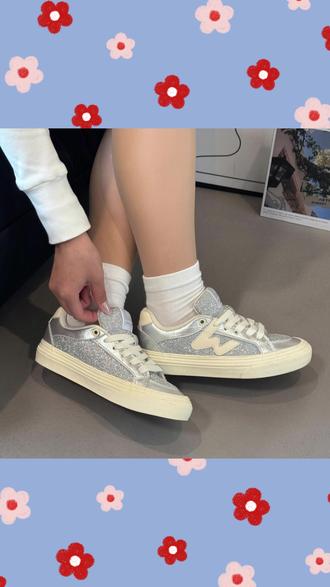 顽刻ollieskate银色小香风Y2k复古冬季校园风W系列男女国潮滑板鞋