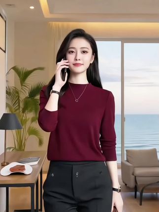 秋冬纯色长袖女装立领百搭T恤外穿内搭圆领加厚保暖打底衫上衣女10月14#减龄气质 #减龄显瘦穿搭 #气质显瘦穿搭 #女装穿搭 #时尚穿搭