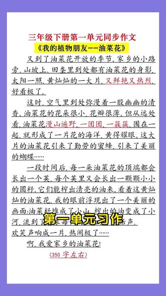 三年级语文要重视作文了,每天读一篇优秀同步作文积累素材悄悄提升#三年级语文 #三年级下册语文 #三升四 #作文素材 #同步作文