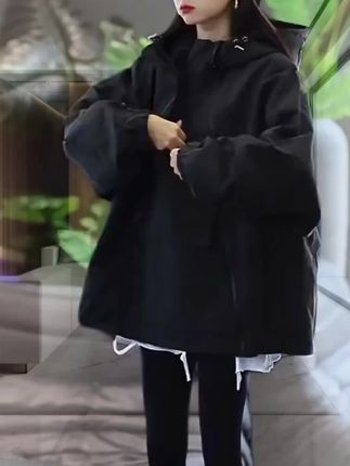 欧货冲锋衣时尚女中长款小个子上衣2025新款秋季宽松高级感时尚女#简约穿搭 #穿搭分享 #优雅气质 #女装穿搭 #气质范