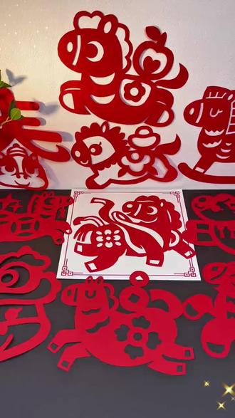 2026新年窗花剪纸儿童diy手工制作春节元旦马年剪底稿剪纸窗花#新年窗花 #儿童手工 #DIY剪纸 #春节装饰 #马年元素