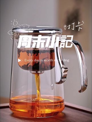 磁吸飘逸杯耐热加厚玻璃内胆一键出水泡茶神器办公冲茶泡茶器