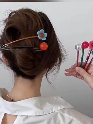 碧蓝之海!甜美撞色一字夹!气质后脑勺青蛙扣扭扭夹发夹女盘发器#发夹 #一字夹