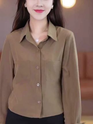 港味长袖衬衫女2025春秋款宽松设计感显瘦polo领减龄遮肉气质衬衣#好看时尚#气质修身款#面料舒服