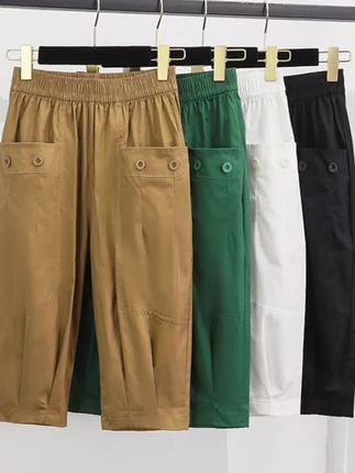 2025年新款夏季冰棉哈伦裤修身百搭弹力松紧腰哈伦七分裤#胖瘦都能穿 #有几个颜色可选#哈伦裤