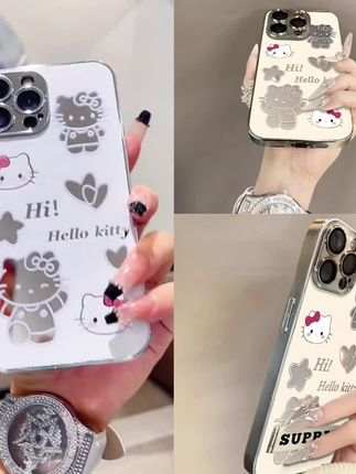 爱心kt猫适用苹果16Promax手机壳iPhone华为oppo小米vivo镜面套#手机壳 #创意手机壳 #手机壳小众高级 #轻奢手机壳 #爆款热卖中