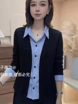 【惠子服饰】秋季新款上新时尚假两件洋气显瘦气质百搭休闲衬衣女款#简约大气#高级感穿搭#气质女神穿搭
