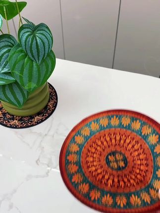 隔热垫杯垫防烫垫家用办公室美式复古圆形防滑盘子垫碗垫#隔热垫防烫耐高温 #隔热垫 #复古隔热垫 #防滑垫