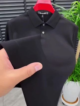 秋季新款纯色短袖Polo衫男修身韩版带领T恤潮流帅气男装翻领上衣#开开心心有好运 #幸福一辈子生活 #短袖t恤 #短袖穿搭