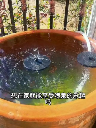 不用电的喷泉,只要有阳光直射就会喷水,这小玩意太神奇了#喷泉 #庭院鱼池 #太阳能喷泉