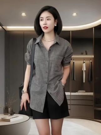 #条纹衬衫#小黄车直接购买