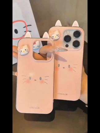粉KT表情耳朵支架适用iPhone苹果16手机壳华为p70vivoppo小米适用苹果16/15可爱立体卡皮巴拉贴件情侣软壳小米/华为/荣耀/oppo#也太可爱了吧 #少女心爆棚 #值得拥有噢 #可爱到爆炸💥 #是时候安排一下了