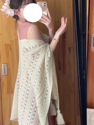 能当防晒衫~空调毯~披肩,啊啊!!好喜欢!!披肩 #氛围感穿搭#披肩 #披肩搭配#韩系穿搭