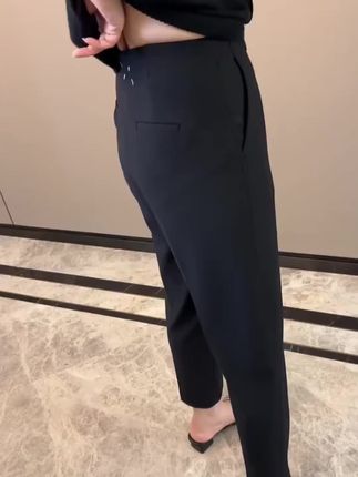 秋季大码高腰直筒休闲裤女时尚洋气舒适简约显瘦九分裤#减龄显瘦穿搭 #高级感穿搭 #西装烟管裤 #通勤搭配 #秋季穿搭