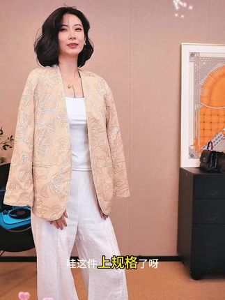 CHENSMCHEN设计感复古V领刺绣西装宽松休闲百搭通勤外套CSW5612TT