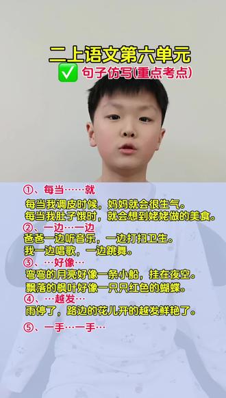 二年级语文上册第六单元重点句式仿写#二年级语文 #知识分享 #家长必读 #语文