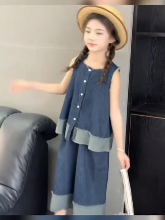 女童夏套装2025新款儿童洋气时髦超好看牛仔两件套夏季女孩网红潮