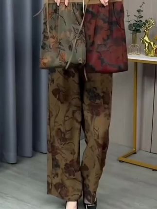 #时尚印花休闲直筒裤#舒适透气#遮肉显瘦