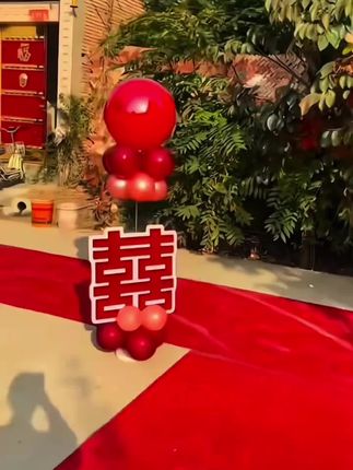 结婚立柱路引气球农村户外庭院布置婚房婚礼地飘场景装饰婚庆用品#备婚日常 #结婚 #婚房布置 #气球布置 #婚礼现场
