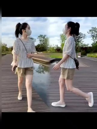 现货2025新款收腰显瘦条纹短袖衬衫女高腰短裤休闲短裤减龄穿搭#减龄穿搭 #短袖衬衫 #休闲短裤 #显瘦穿搭