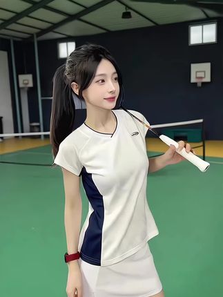 #羽毛球服,#透气速干球服,#男女同款短袖T恤运动羽毛球服#健身运动套装@巨量千川
