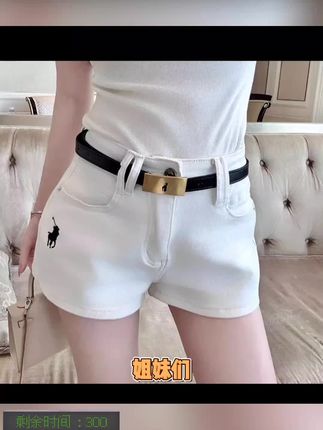 官网2025夏季新款辣妹热裤刺绣牛仔短裤高腰显瘦白色牛仔裤弹力#好用 #热卖 #爆款推荐
