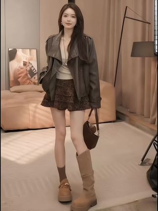 #皮衣外套#短款皮衣#外套女#韩系穿搭 #辣妹穿搭