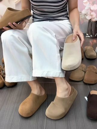 【D.N】大头厚底勃肯鞋女2025新内增高休闲软底懒人一脚蹬拖包头鞋#包头鞋女 #一脚蹬休闲鞋 #博肯鞋