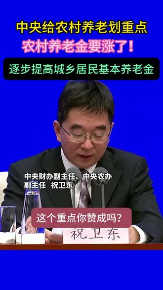 农村养老金要涨了!中央一号文件明确养老重点 #中央一号文件 #养老 #养老金 #农村 #热点话题