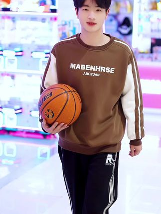 秋冬新款青少年加绒加厚卫衣#男生穿搭 #男士卫衣 #卫衣穿搭