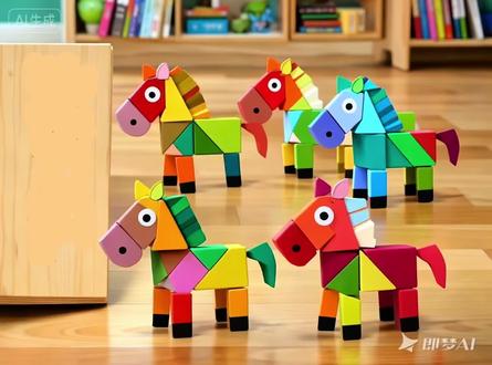 一年级七巧板小马 数学实践活动,一起完成的太棒啦!
#七巧板拼图