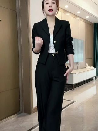 #轻奢女2025秋季洋气西装西服套装女装短外套显高直筒长裤两件套装#西装套装 #西装套装女 #西装套装两件套 #西装套装穿搭 #西装套装推荐