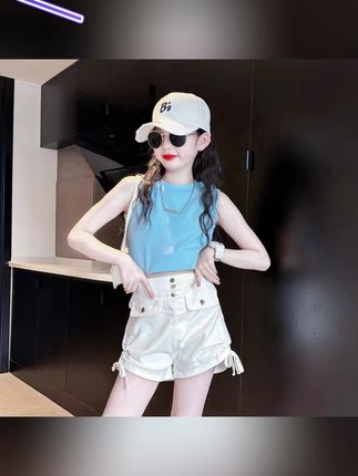 女童辣妹套装夏季2025新款女孩夏装洋气白色短裤儿童韩系穿搭 #小女孩时尚套装 #超酷女童时髦套装 #女童穿搭#女童洋气穿搭 #宝妈推荐