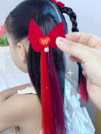 国庆出游发型来啦,如果信仰有颜色,那一定是中国红 #儿童发饰 #国庆节 #发饰