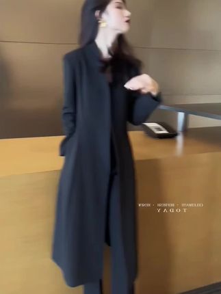 【大码女装过膝风衣外套#秋季新款 胖mm收腰显瘦大衣200斤胖妹妹上衣#穿搭分享 #穿搭分享 #穿搭 #外套