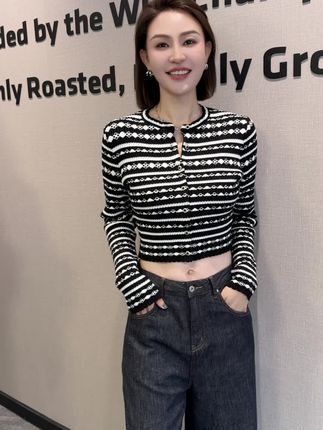 好好看 条纹小香风!辣妹时髦精必入#条纹控 #小香风针织外套