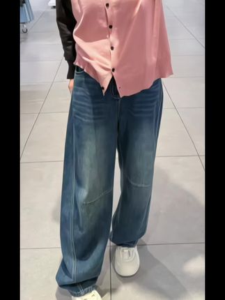 好看的裤子#牛仔裤 #今日穿搭 #休闲裤 #大码牛仔裤女#弯刀裤