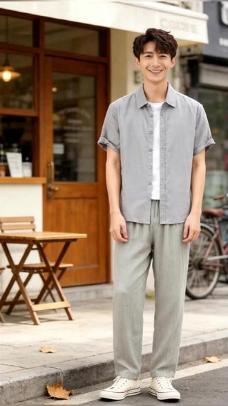 夏日穿这件!透气不闷还显腿长? #亚麻短袖 #夏季穿搭