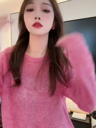 #氛围感高级镂空毛衣温柔显白长袖针织衫LK2507105#穿搭#穿搭技巧 #穿搭分享