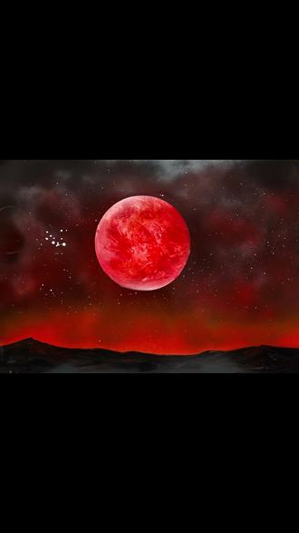 没见过血月就画一个#跟着抖音学画画 #艺术在抖音 #绘画教程