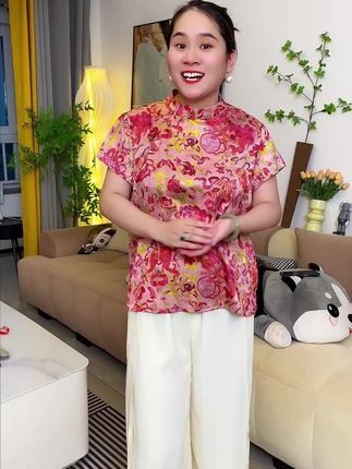 #夏季穿搭 #中式国风女装大码 #国风服饰 好看洋气新中式旗袍短袖