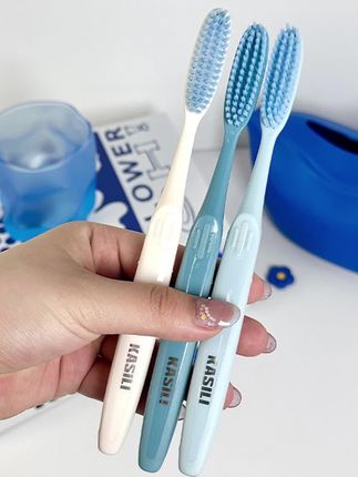 长头牙刷大头刷粉蓝软毛护龈护理型敏感专用情侣少女学生家庭装#牙刷 #大头牙刷 #软毛牙刷 #护牙龈牙刷 #家庭牙刷