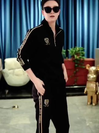 2025秋季男士长袖翻领时尚休闲百搭套头卫衣条纹套装TZ1002#秋季男土长袖翻领时尚休闲#百搭套头卫衣条纹套装