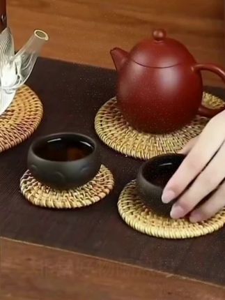 #藤编隔热垫子#家用防烫锅垫碗垫耐高温餐桌垫耐热盘子垫杯垫茶壶托 #垫子 #藤编隔热垫 #藤编隔热垫子