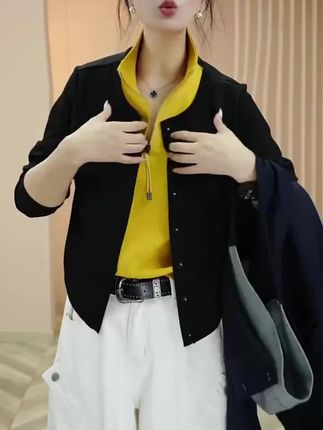2025早秋新品时尚百搭修身显瘦个性假两件卫衣女士长袖上衣8131#简约穿搭 #春秋穿搭 #洋气小衫 #百搭上衣 #外套穿搭