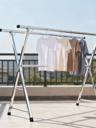 室外阳台家用简易室外落地双杆折叠凉衣杆立式衣服架可折叠挂衣架#强烈推荐 #每日分享 #看过来 #家居好物 #快来围观